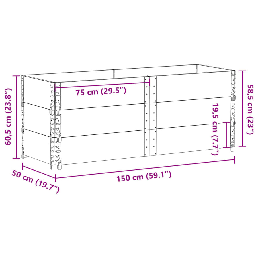 Plantenbak 150X50 Cm Massief Grenenhout 150 x 50 x 60.5 cm Grijs