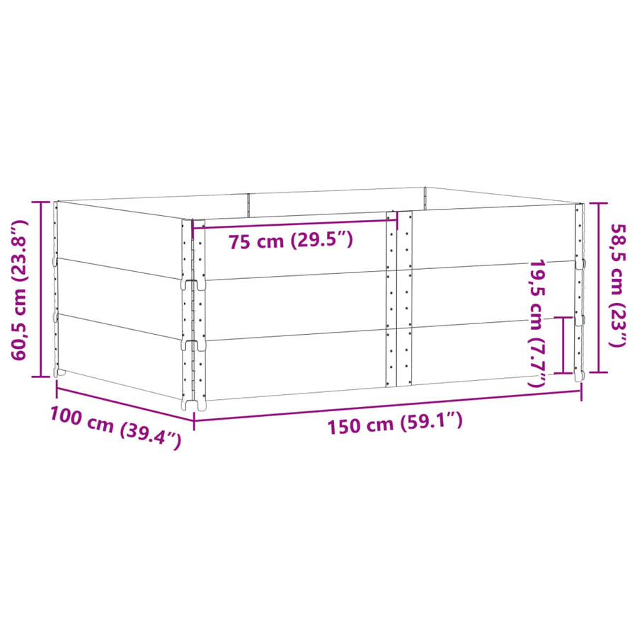 Plantenbak 150x100 cm massief grenenhout