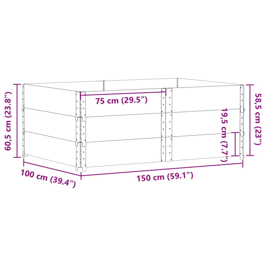 Plantenbak 150X100 Cm Massief Grenenhout Bruin 150 x 100 x 60.5 cm