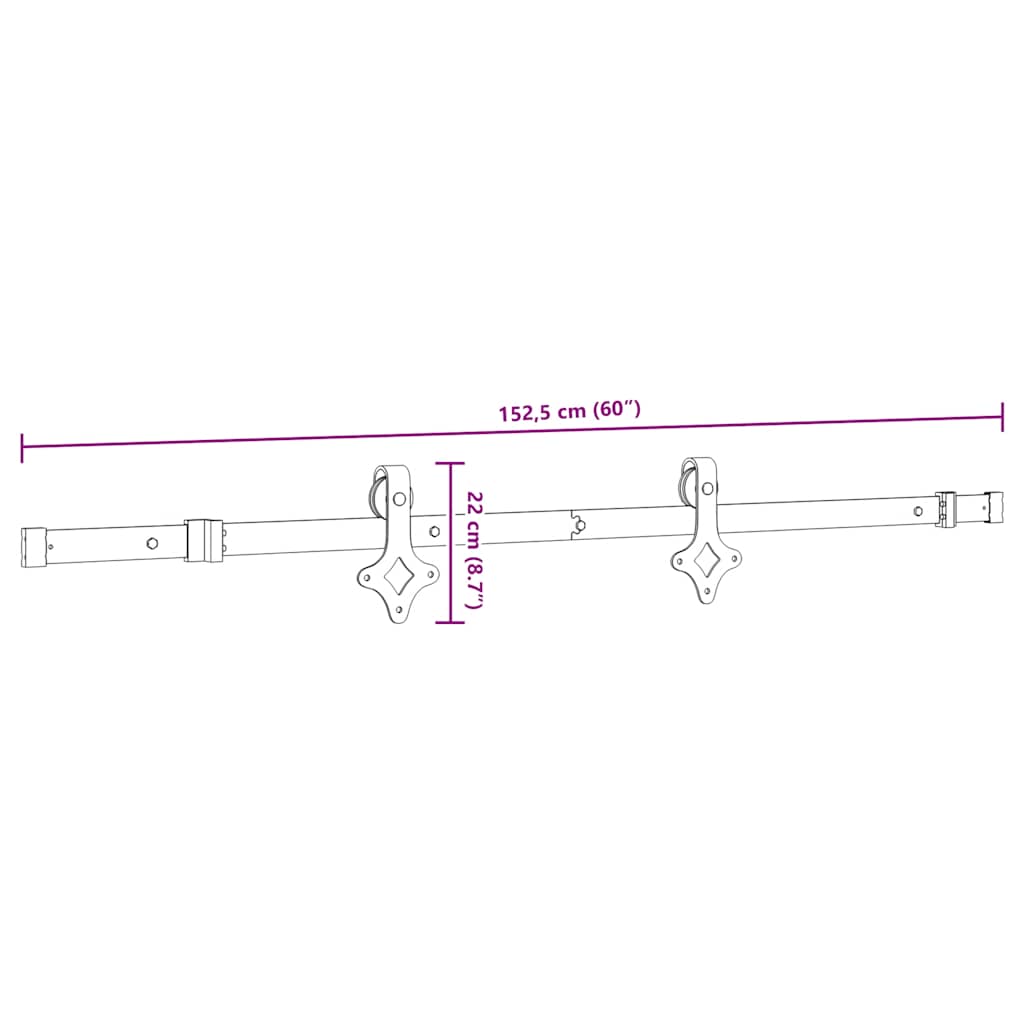 Doos met onderdelen voor schuifdeur 152,5 cm staal zwart