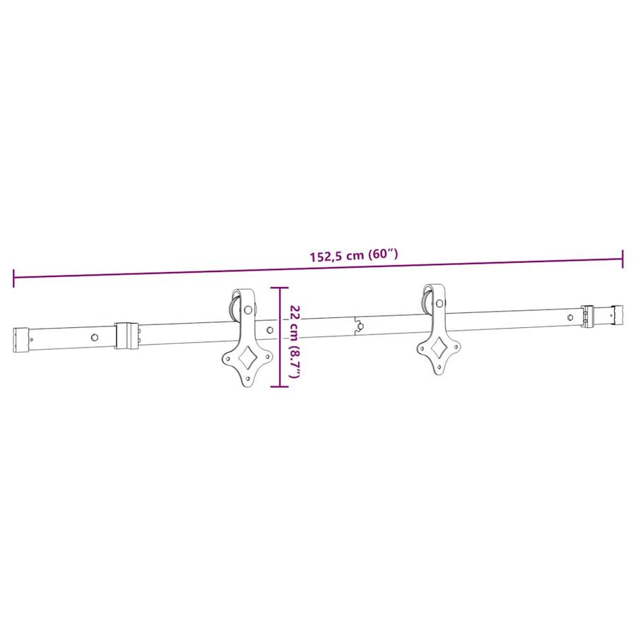 Doos met onderdelen voor schuifdeur 152,5 cm staal zwart