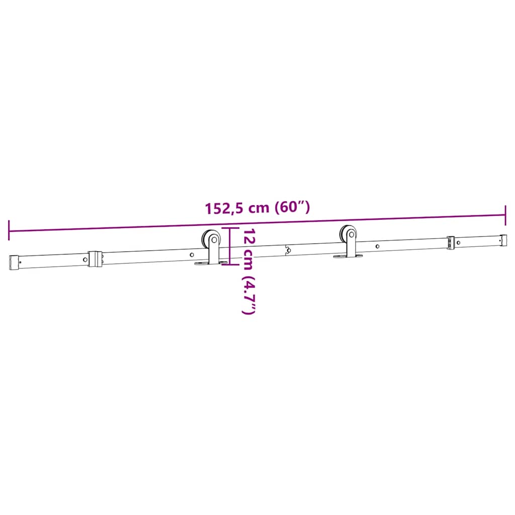 Doos met onderdelen voor schuifdeur 152,5 cm staal zwart