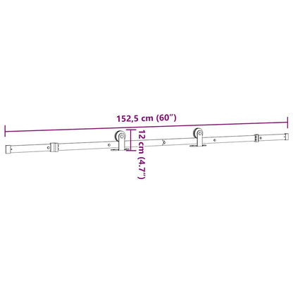 Doos met onderdelen voor schuifdeur 152,5 cm staal zwart