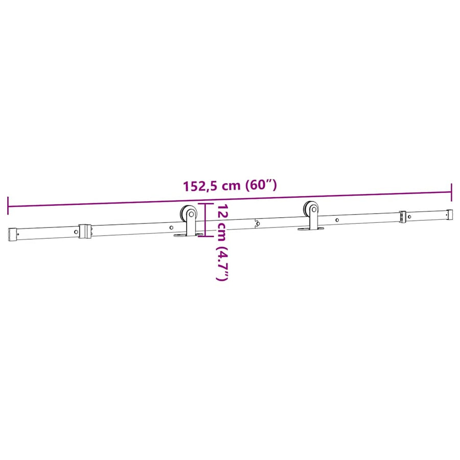 Doos met onderdelen voor schuifdeur 152,5 cm staal zwart
