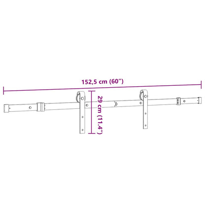 Doos met onderdelen voor schuifdeur 152,5 cm staal zwart