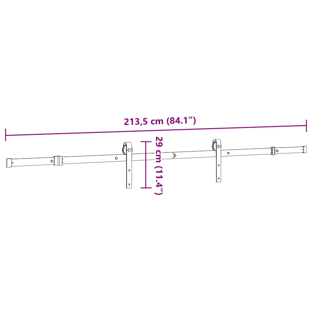 Doos met onderdelen voor schuifdeur 213,5 cm staal zwart