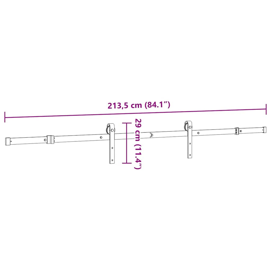 Doos met onderdelen voor schuifdeur 213,5 cm staal zwart