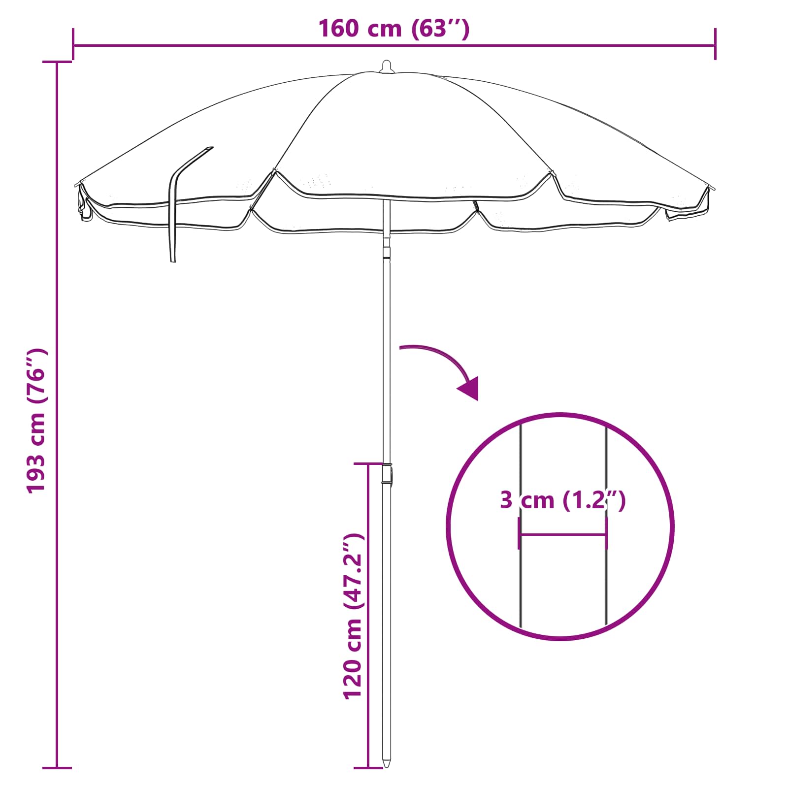 Parasol Camouflage 161 x 161 x 193 cm Polyester