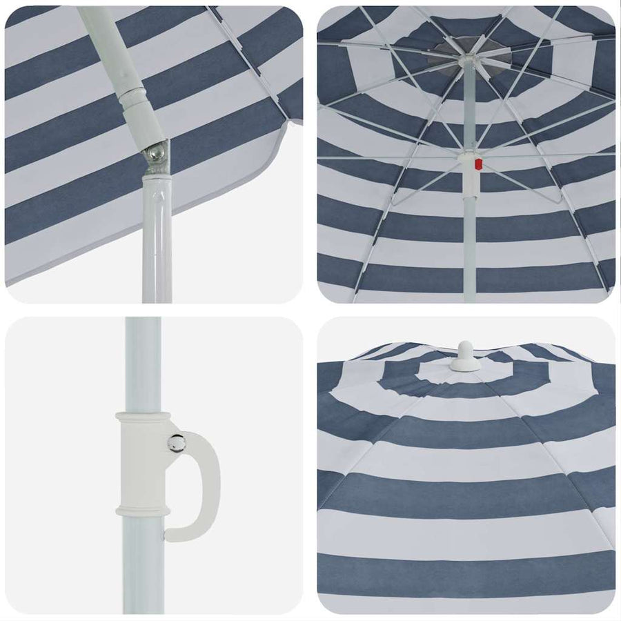 Strandparasol Blauw en Wit 206 x 206 x 212 cm