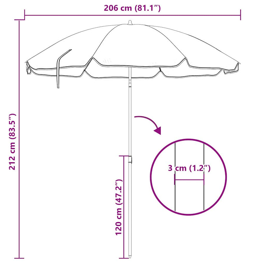 Strandparasol Camouflage 206 x 206 x 212 cm Polyester en Metaal