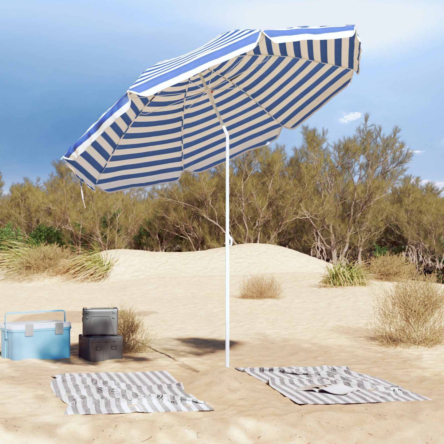 Tuinparasol 263 x 263 x 272 cm 170T polyester Blauw en Wit