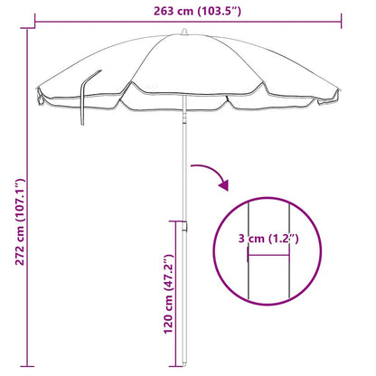 Tuinparasol 263 x 263 x 272 cm 170T polyester Blauw en Wit