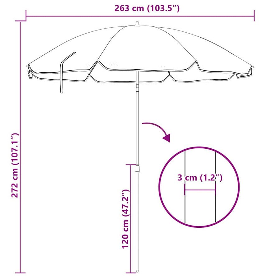 Strandparasol Camouflage 263 x 263 x 272 cm Polyester en Metaal