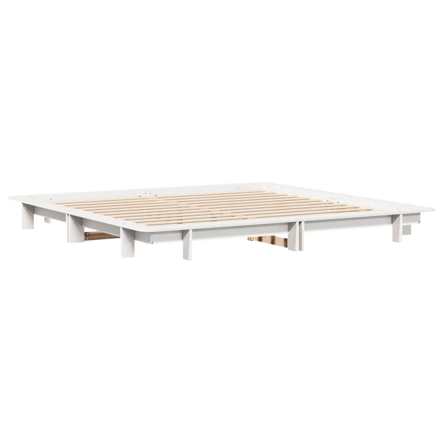 Bedframe massief grenenhout wit 160x200 cm