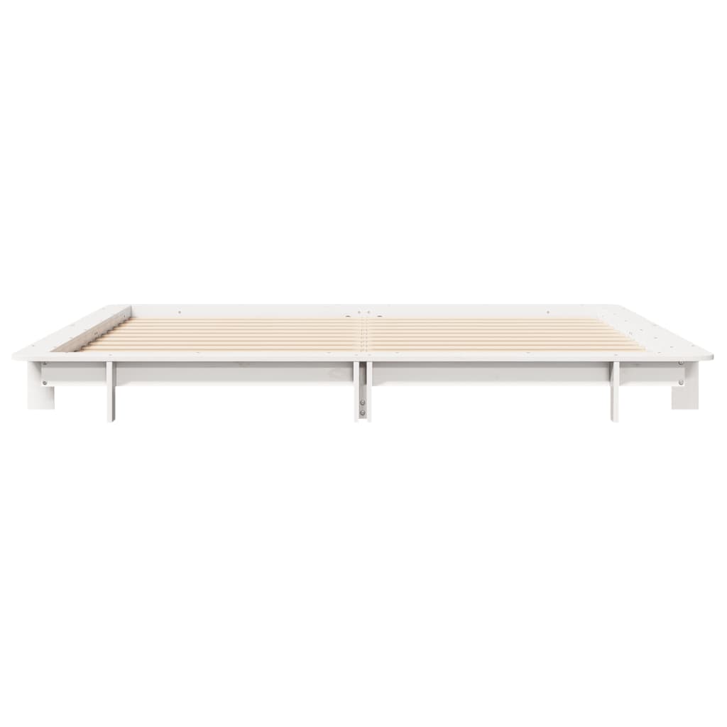 Bedframe massief grenenhout wit 160x200 cm