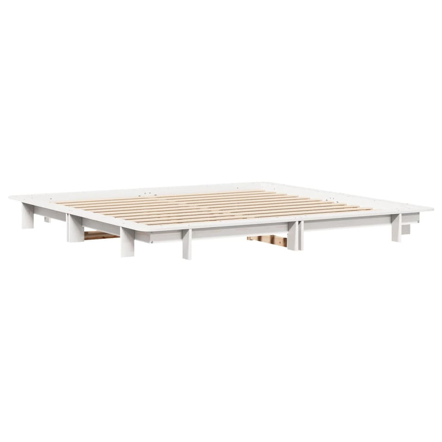 Bedframe massief grenenhout wit 160x200 cm