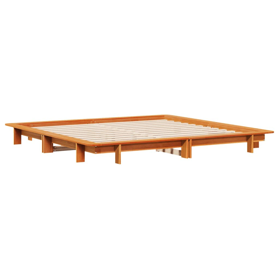Bedframe zonder matras massief grenenhout wasbruin 160x200 cm