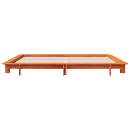Bedframe zonder matras massief grenenhout wasbruin 160x200 cm