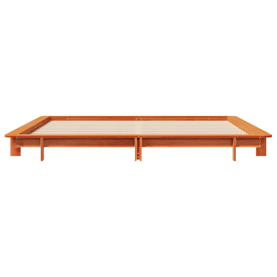 Bedframe zonder matras massief grenenhout wasbruin 160x200 cm