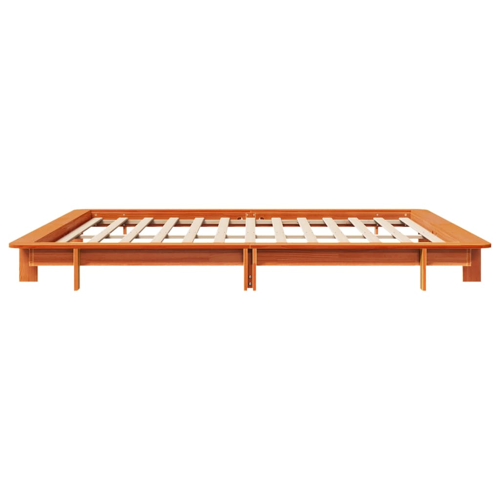 Bedframe zonder matras massief grenenhout wasbruin 160x200 cm