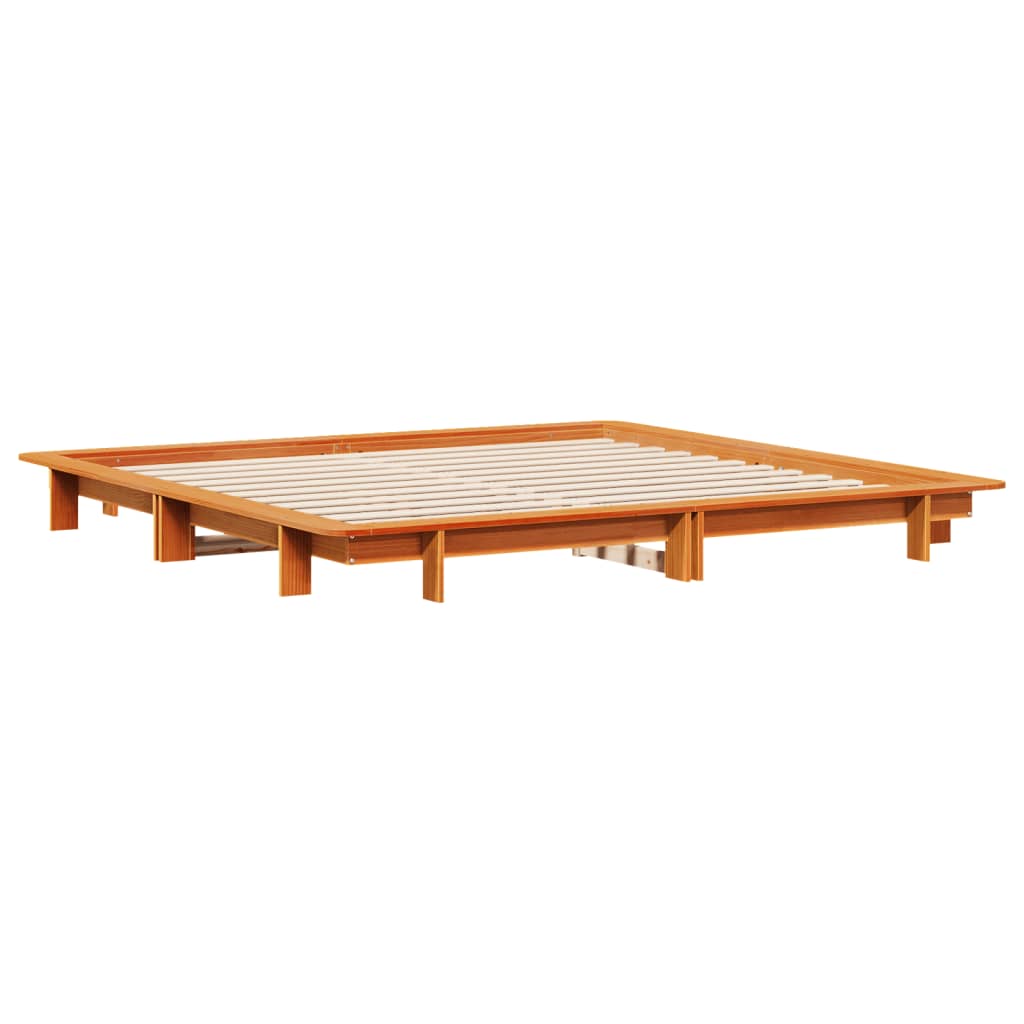 Bedframe zonder matras massief grenenhout wasbruin 160x200 cm