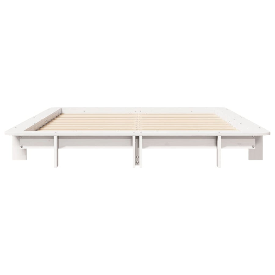 Bedframe massief grenenhout wit 150x200 cm