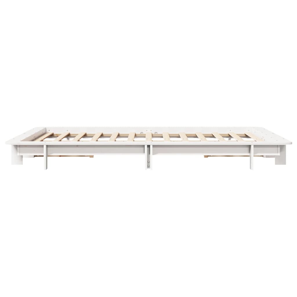Bedframe massief grenenhout wit 150x200 cm