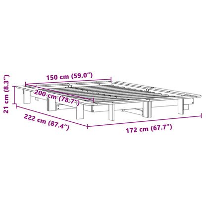Bedframe massief grenenhout wit 150x200 cm