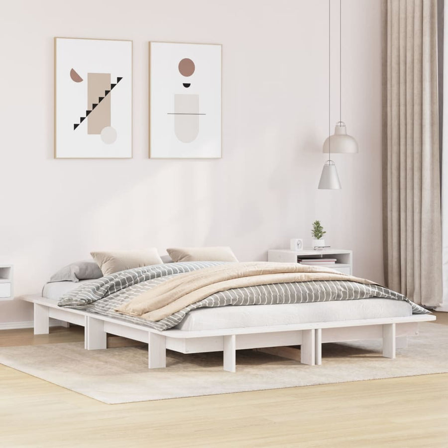 Bedframe massief grenenhout wit 140x200 cm