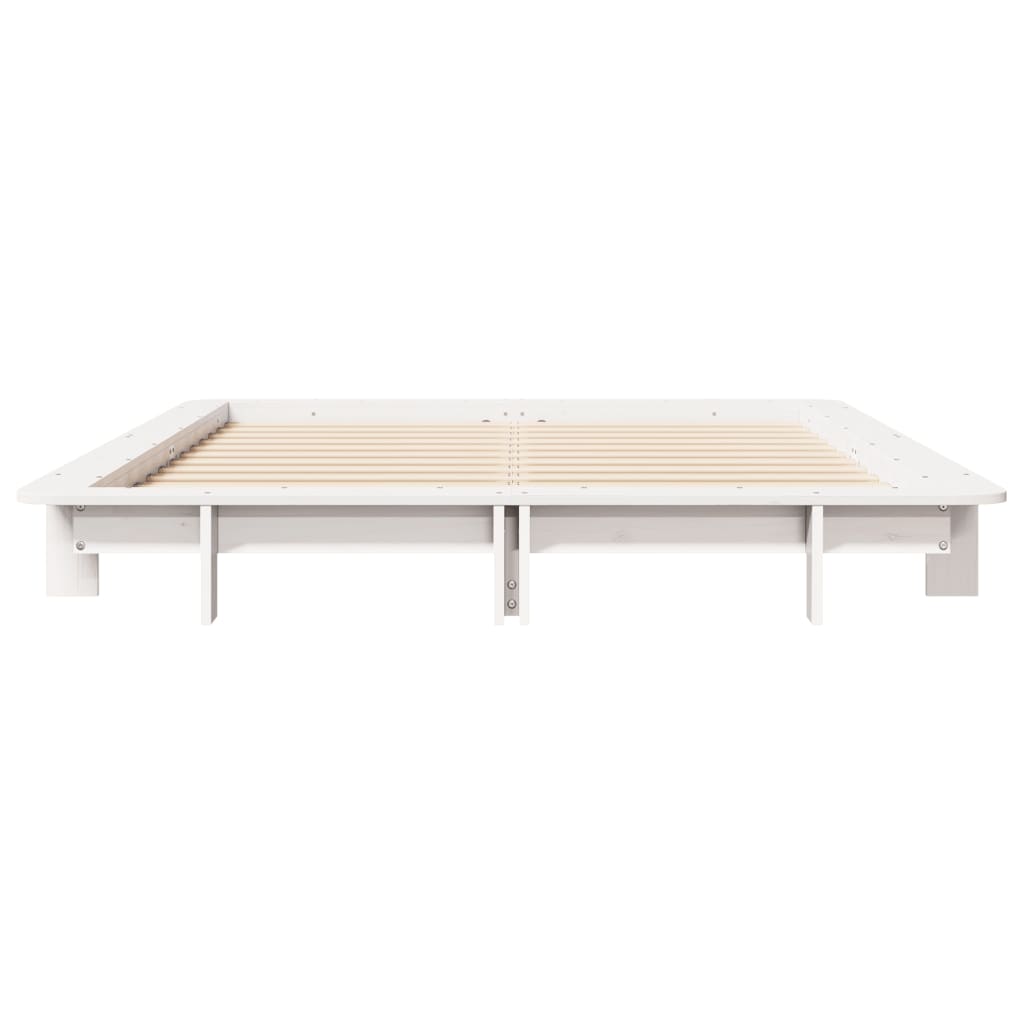Bedframe massief grenenhout wit 140x200 cm