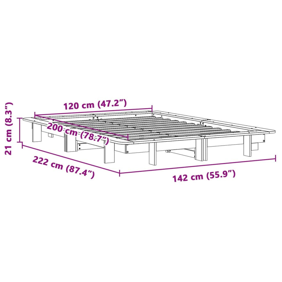 Bedframe massief grenenhout 120x200 cm