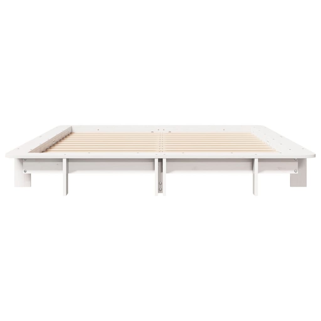 Bedframe massief grenenhout wit 120x200 cm