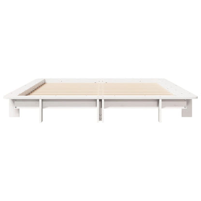 Bedframe massief grenenhout wit 120x200 cm