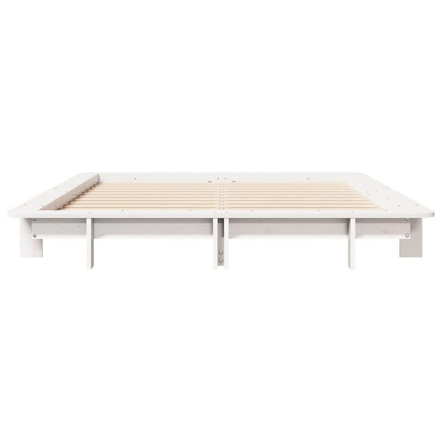 Bedframe massief grenenhout wit 120x200 cm