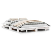 Bedframe massief grenenhout wit 120x200 cm