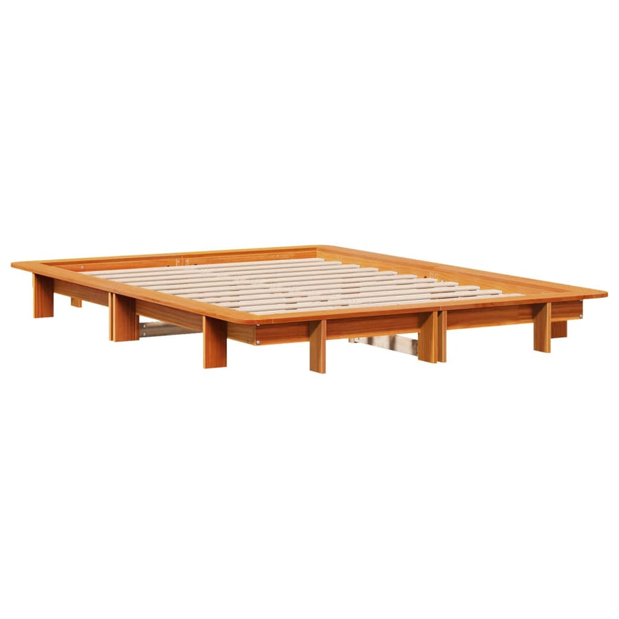 Bedframe massief grenenhout wasbruin 120x200 cm