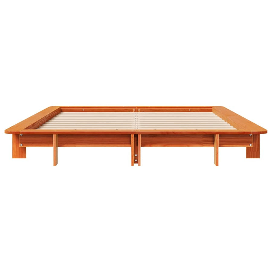 Bedframe massief grenenhout wasbruin 120x200 cm