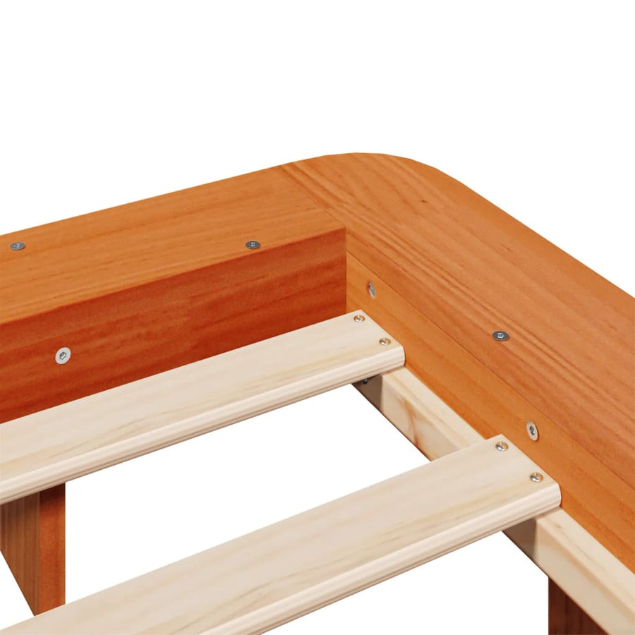 Bedframe massief grenenhout wasbruin 120x200 cm