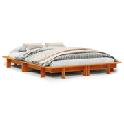 Bedframe massief grenenhout wasbruin 120x200 cm