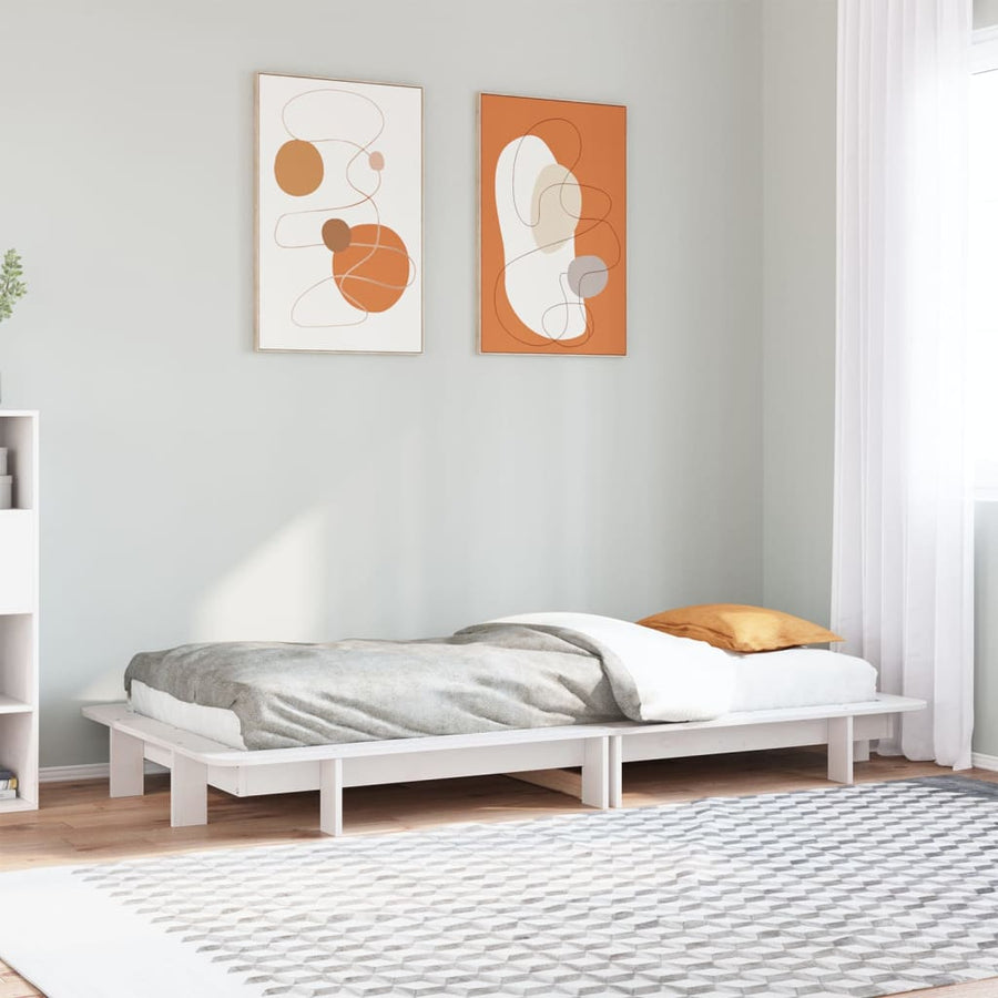 Bedframe massief grenenhout wit 100x200 cm