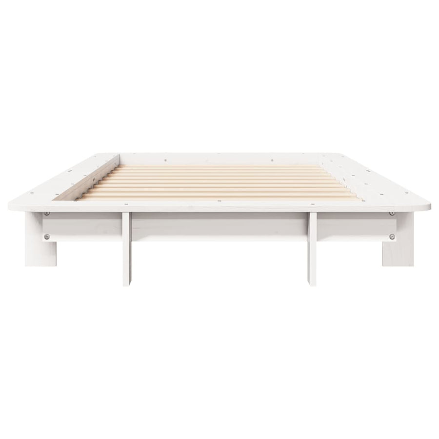 Bedframe massief grenenhout wit 90x200 cm
