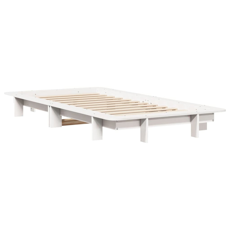 Bedframe massief grenenhout wit 90x200 cm