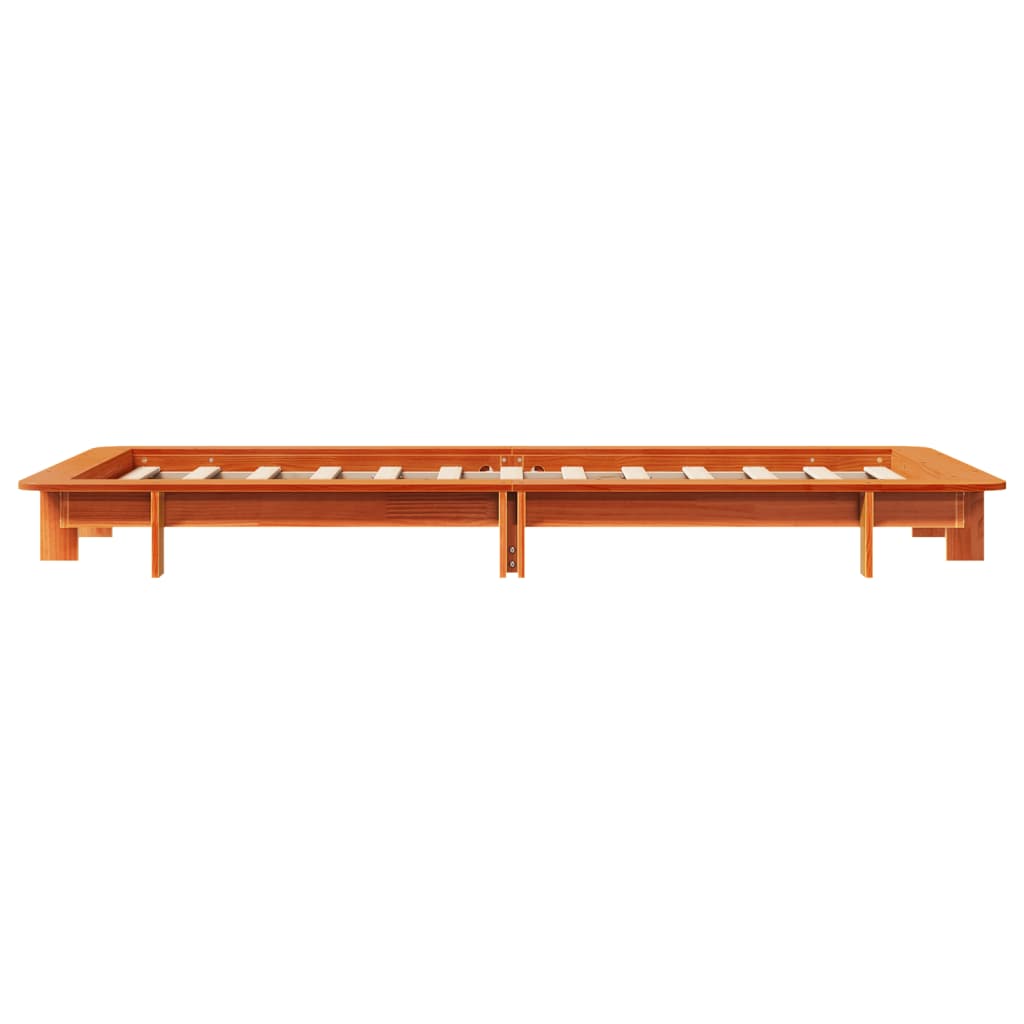 Bedframe massief grenenhout wasbruin 90x200 cm