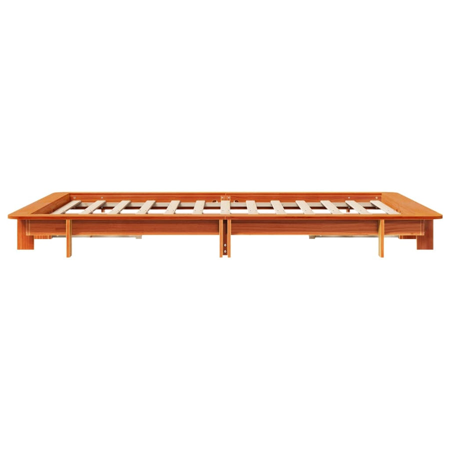 Bedframe massief grenenhout wasbruin 135x190 cm