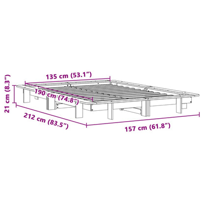 Bedframe massief grenenhout wasbruin 135x190 cm