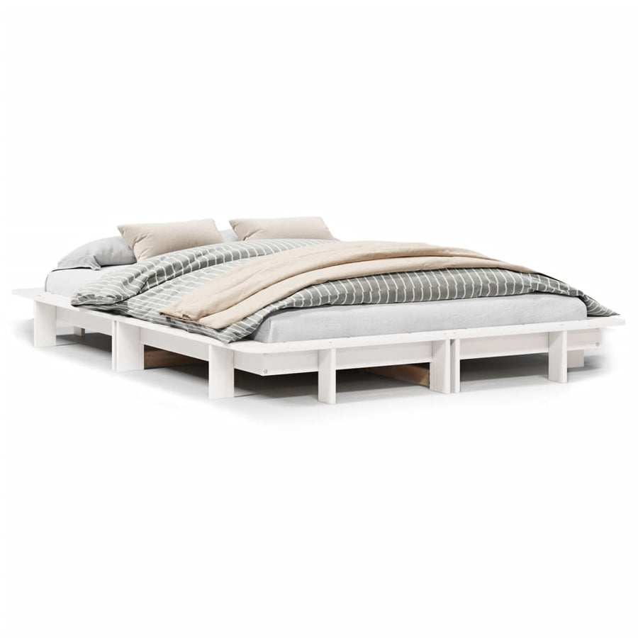 Bedframe massief grenenhout wit 120 x 190 cm