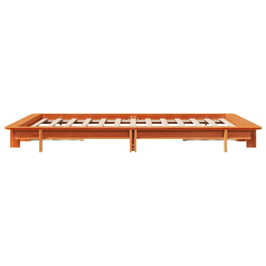 Bedframe massief grenenhout wasbruin 120x190 cm