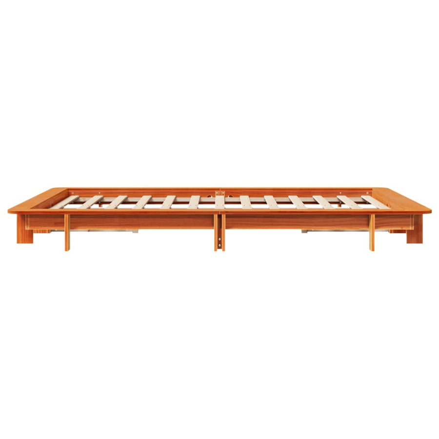 Bedframe massief grenenhout wasbruin 120x190 cm