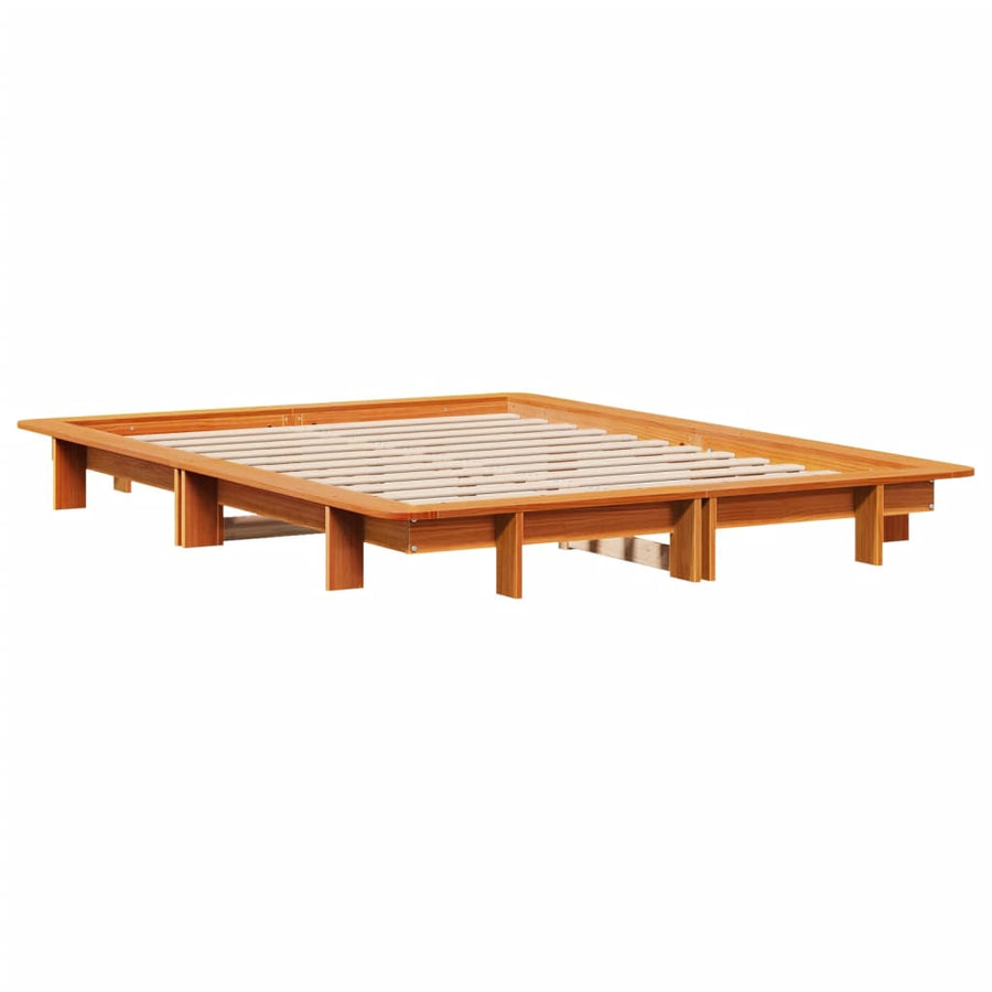 Bedframe massief grenenhout wasbruin 120x190 cm