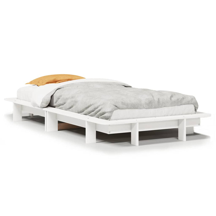 Bedframe 90x190 cm massief grenenhout wit